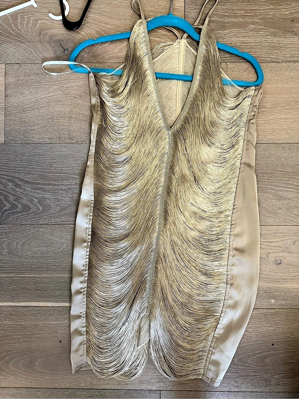 Mew Mews Fringe Mini Dress in Beige Like New